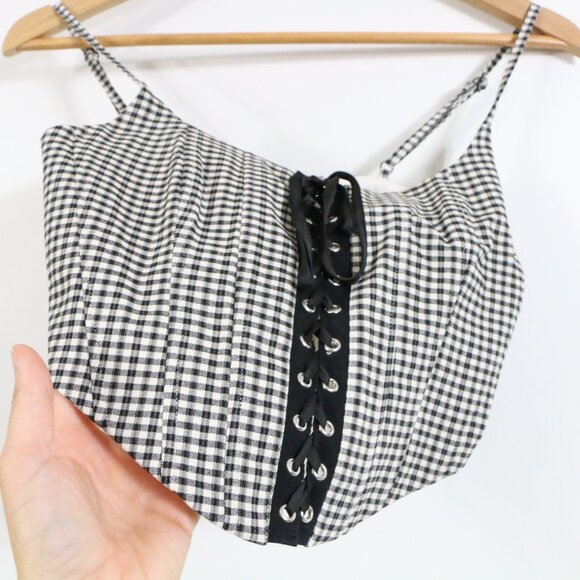 *Garage Alice Lace Up Black and White Bustier NWT - Picture 8 of 10
